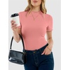 image:imageANRABESS Womens Mock Neck Tops Short Sleeve Fitted Summer Casual T ShirtsCoral Pink