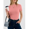 image:imageANRABESS Womens Mock Neck Tops Short Sleeve Fitted Summer Casual T ShirtsCoral Pink