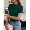 image:imageANRABESS Womens Mock Neck Tops Short Sleeve Fitted Summer Casual T ShirtsDeep Green