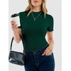 image:imageANRABESS Womens Mock Neck Tops Short Sleeve Fitted Summer Casual T ShirtsDeep Green