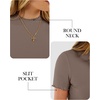 image:imageANRABESS Womens Mock Neck Tops Short Sleeve Fitted Summer Casual T ShirtsLight Brown