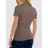 image:imageANRABESS Womens Mock Neck Tops Short Sleeve Fitted Summer Casual T ShirtsLight Brown