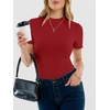 image:imageANRABESS Womens Mock Neck Tops Short Sleeve Fitted Summer Casual T ShirtsRed