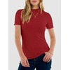 image:imageANRABESS Womens Mock Neck Tops Short Sleeve Fitted Summer Casual T ShirtsRed