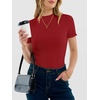 image:imageANRABESS Womens Mock Neck Tops Short Sleeve Fitted Summer Casual T ShirtsRed