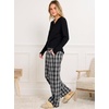 image:imageANRABESS Womens Pajama Sets Sleepwear Lounge Set 2 Piece Outfits PjsBlack  Black Plaid