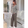 image:imageANRABESS Womens Pajama Sets Sleepwear Lounge Set 2 Piece Outfits PjsGrey  Grey Plaid