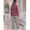 image:imageANRABESS Womens Pajama Sets Sleepwear Lounge Set 2 Piece Outfits PjsMauve  Coffee Plaid