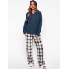image:imageANRABESS Womens Pajama Sets Sleepwear Lounge Set 2 Piece Outfits PjsNavy Blue  Navy Plaid