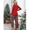 image:imageANRABESS Womens Pajama Sets Sleepwear Lounge Set 2 Piece Outfits PjsRed  Red Plaid