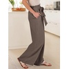 image:imageANRABESS Womens Palazzo Wide Leg High Waisted Flowy Lounge Work PantsCoffee