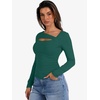 image:imageANRABESS Womens Ribbed Cutout Long Sleeve Shirts Slim Fit Going Out TopsGreen
