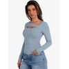 image:imageANRABESS Womens Ribbed Cutout Long Sleeve Shirts Slim Fit Going Out TopsLight Blue