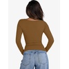 image:imageANRABESS Womens Ribbed Cutout Long Sleeve Shirts Slim Fit Going Out TopsLight Brown