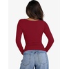 image:imageANRABESS Womens Ribbed Cutout Long Sleeve Shirts Slim Fit Going Out TopsRed