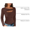 image:imageANRABESS Womens Ribbed Cutout Long Sleeve Shirts Slim Fit Going Out TopsRed Brown