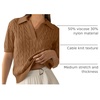 image:imageANRABESS Womens Short Sleeve Cable Knit Polo Sweaters Summer Fall OutfitsBrown