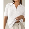 image:imageANRABESS Womens Short Sleeve Cable Knit Polo Sweaters Summer Fall OutfitsCream