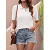image:imageANRABESS Womens Short Sleeve Cable Knit Polo Sweaters Summer Fall OutfitsCream