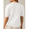 image:imageANRABESS Womens Short Sleeve Cable Knit Polo Sweaters Summer Fall OutfitsCream