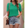 image:imageANRABESS Womens Short Sleeve Cable Knit Polo Sweaters Summer Fall OutfitsGreen