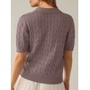 image:imageANRABESS Womens Short Sleeve Cable Knit Polo Sweaters Summer Fall OutfitsLight Coffee