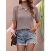 image:imageANRABESS Womens Short Sleeve Cable Knit Polo Sweaters Summer Fall OutfitsLight Coffee