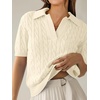 image:imageANRABESS Womens Short Sleeve Cable Knit Polo Sweaters Summer Fall OutfitsLight Yellow
