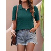 image:imageANRABESS Womens Short Sleeve Cable Knit Polo Sweaters Summer Fall OutfitsOpal Green