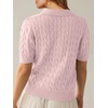 image:imageANRABESS Womens Short Sleeve Cable Knit Polo Sweaters Summer Fall OutfitsPink