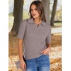 image:imageANRABESS Womens Short Sleeve Cable Knit Polo Sweaters Summer Fall OutfitsRed Apricot