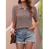 image:imageANRABESS Womens Short Sleeve Cable Knit Polo Sweaters Summer Fall OutfitsRed Apricot
