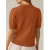 image:imageANRABESS Womens Short Sleeve Cable Knit Polo Sweaters Summer Fall OutfitsRust