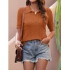 image:imageANRABESS Womens Short Sleeve Cable Knit Polo Sweaters Summer Fall OutfitsRust