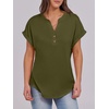 image:imageANRABESS Womens Short Sleeve Henley Tops Summer Shirts Dressy Casual BlouseArmy Green