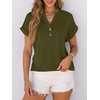 image:imageANRABESS Womens Short Sleeve Henley Tops Summer Shirts Dressy Casual BlouseArmy Green
