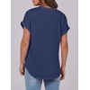 image:imageANRABESS Womens Short Sleeve Henley Tops Summer Shirts Dressy Casual BlouseBlue Gray