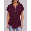 image:imageANRABESS Womens Short Sleeve Henley Tops Summer Shirts Dressy Casual BlouseBrick Red