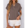 image:imageANRABESS Womens Short Sleeve Henley Tops Summer Shirts Dressy Casual BlouseBrown