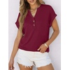 image:imageANRABESS Womens Short Sleeve Henley Tops Summer Shirts Dressy Casual BlouseBurgundy