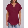 image:imageANRABESS Womens Short Sleeve Henley Tops Summer Shirts Dressy Casual BlouseBurgundy