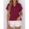 image:imageANRABESS Womens Short Sleeve Henley Tops Summer Shirts Dressy Casual BlouseBurgundy