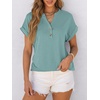 image:imageANRABESS Womens Short Sleeve Henley Tops Summer Shirts Dressy Casual BlouseCadet Blue