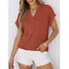 image:imageANRABESS Womens Short Sleeve Henley Tops Summer Shirts Dressy Casual BlouseCaramel Brown