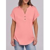 image:imageANRABESS Womens Short Sleeve Henley Tops Summer Shirts Dressy Casual BlouseCoral