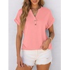 image:imageANRABESS Womens Short Sleeve Henley Tops Summer Shirts Dressy Casual BlouseCoral