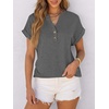 image:imageANRABESS Womens Short Sleeve Henley Tops Summer Shirts Dressy Casual BlouseGrey