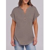 image:imageANRABESS Womens Short Sleeve Henley Tops Summer Shirts Dressy Casual BlouseGrey Brown