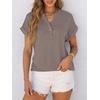 image:imageANRABESS Womens Short Sleeve Henley Tops Summer Shirts Dressy Casual BlouseGrey Brown