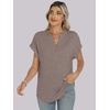 image:imageANRABESS Womens Short Sleeve Henley Tops Summer Shirts Dressy Casual BlouseGrey Brown